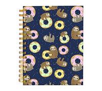 iampanda Carnet de notes à spirale, joli et solide à double spirale avec papier de qualité supérieure pour fille et femme, 60 feuilles A5 lignées, parfait pour l'école, le bureau, la maison, les paresseux avec de jolis beignets, cupcakes