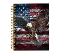 iampanda Carnet de notes à spirale, reliure à double spirale avec papier de qualité supérieure pour fille et femme, 60 feuilles A5 lignées, parfait pour l'école, le bureau, la maison, les cadeaux, le drapeau américain aigle étend ses ailes