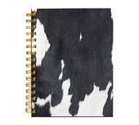 iampanda Carnet de notes à spirale, reliure solide à double spirale avec papier de qualité supérieure pour fille et femme, 60 feuilles A5, ligné, parfait pour l'école, le bureau, la maison, cadeau blanc et noir en cuir de vache