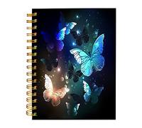 iampanda Carnet de notes à spirale, reliure solide à double spirale avec papier de qualité supérieure pour fille et femme, 60 feuilles A5, ligné, parfait pour l'école, le bureau, la maison, cadeau mignon papillon