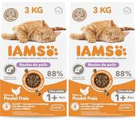 IAMS Advanced Nutrition - Croquettes Chats Adultes et Séniors Anti-Boules de Poils - 100% Complètes et équilibrées - Au Poulet Frais - sans OGM Colorants Arômes Artificiels - Sac refermable de 3 kg