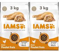 IAMS Advanced Nutrition - Croquettes Premium Chatons - Savoureuses complètes Equilibrées - Favorise la Croissance - Au Poulet Frais - sans OGM colorants arômes artificiels - Sac refermable de 3 kg