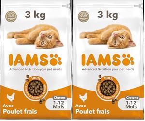IAMS Advanced Nutrition - Croquettes Premium Chatons - Savoureuses complètes Equilibrées - Favorise la Croissance - Au Poulet Frais - sans OGM colorants arômes artificiels - Sac refermable de 3 kg