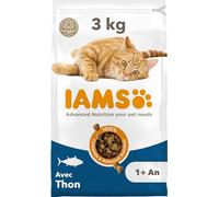 IAMS Advanced Nutrition - Croquettes Premium Chats Adultes - 100% Complètes et Equilibrées - Au thon - Sans OGM Colorants Arômes Artificiels - Sac refermable 3 kg