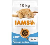 IAMS Advanced Nutrition - Croquettes Premium Chats Adultes - 100% Complètes et Equilibrées - Aux poissons de l’océan - Sans OGM Colorants Arômes Artificiels - Sac refermable 10 kg