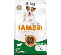 IAMS Advanced Nutrition pour Chien Adulte Petite et Moyenne Races 1 an + - Croquettes 100% Complètes & Equilibrées à l’Agneau - sans Blé - sans OGM colorants arômes artificiels - Sac refermable 3kg