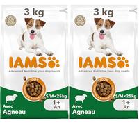 IAMS Advanced Nutrition pour Chien Adulte Petite et Moyenne Races 1 an + - Croquettes 100% Complètes & Equilibrées à l’Agneau - sans Blé - sans OGM colorants arômes artificiels - Sac refermable 3kg