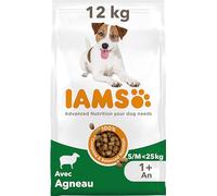 IAMS Advanced Nutrition pour Chien Adulte Petite et Moyenne Races 1 an + - Croquettes 100% Complètes & Equilibrées à l’Agneau - sans Blé - sans OGM colorants arômes artificiels - Sac refermable 12 kg