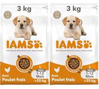 Iams Aliment au Poulet pour Chiot Grande 3 kg (Lot de 2)