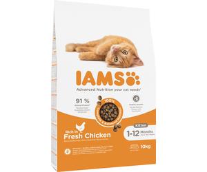 IAMS Cat Kitten & Junior All Breeds Chicken 10 kg croquettes pour chatons au poulet