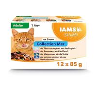 Iams Chat Adulte Nourriture Humide en Sauce Mer Sea Collection 12 sachets x 85g