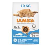 IAMS Advanced Nutrition - Croquettes Premium Chats Adultes - 100% Complètes et Equilibrées - Aux poissons de l’océan - Sans OGM Colorants Arômes Artificiels - Sac refermable 10 kg