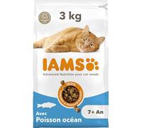 IAMS Aliment Sec pour Chats Seniors âgés au Poisson océanique, Nourriture sèche pour Chats âgés de Plus de 7 Ans, 3 kg