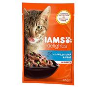 IAMS Délices Adultes avec Thon Rouge Sauvage et Pois en Sauce 85 g