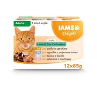 Iams Delight Chat Adulte Nourriture Humide en Sauce Terre&Mer Land&Sea Collection 12 sachets x 85g