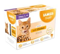 IAMS Delights Kitten Nourriture humide - Multipack de nourriture pour chats avec poulet en sauce, nourriture de haute qualité pour chatons juniors de 1 à 12 mois, 12 x 85g