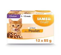 Iams Nourriture Humide en Sauce Poulet pour Chaton Toutes Les Races 12 Sachets x 85 g