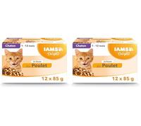 IAMS Nourriture Humide en Sauce Poulet pour Chaton Toutes Les Races 12 Sachets x 85 g (Lot de 2)