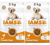 IAMS Nourriture sèche pour Chiens de Grande Taille avec Poulet Frais, 7+ Ans, 3kg (Lot de 2)