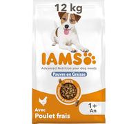 Iams Vitality Croquettes Allégées Pour Chiens Adultes Petite Et Moyenne Race - Favorise Santé Et Vitalité â€“ Très Faible En Graisses - Poulet Frais - Sans : OGM, Colorant, Arôme Artificiel, Blé - 12kg