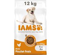 IAMS Vitality - Croquettes pour Chiens Adultes Grande Race - Favorise Santé et Vitalité - Faible en Graisses - Au Poulet Frais - sans : OGM, Colorant, Arôme Artificiel, Blé - Multicolore - 12 kg