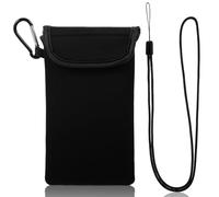 IANFAN Housse pour téléphone portable avec mousqueton et cordon tour de cou Noir Housse de téléphone portable Chaussette en néoprène pour téléphones jusqu'à 6,7"