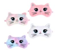 IANFAN Lot de 4 masques en peluche pour les yeux de chat mignon - Masque de sommeil doux pour les yeux - Masque de sommeil confortable en peluche - Masque de nuit en satin pour la maison et les