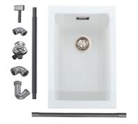 iAnomla 30 X 45 cm Evier Cuisine en Granit, Évier de Cuisine 1 Bac | Évier Encastrable Compatible Montage sur Plan et Sous Plan, Accessoires Inclus, Adapté pour le Camping et Camping-Car,Blanc