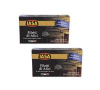 Iasa® | Filets d'Anchois Huile d'Olive Extra Vierge | Anchois Salés Cetara Transformation - 2 x 45 Gr