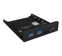 ICY BOX USB 3.0 en Face Avant, 1x USB-C, 2X USB-A, SD et Lecteur de Carte microSD, 3, 5 Pouces Interne, métal, Noir