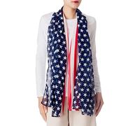 iB-iP Femme Grand Foulard Élégant Imprimé Drapeau Américain Mode, Taille: Taille unique, Marine