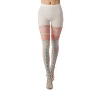 iB-iP Femme Imprimés Tribaux Nylon Collants Opaques, Taille: Taille unique, Rouge & Jaune clair