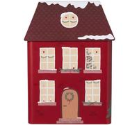 IB Laursen Boîte à Biscuits Maison De Noël Dose Rouge Toit Brun 25x10x9 cm Métal