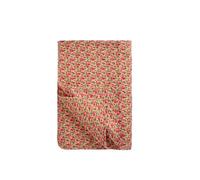 IB Laursen Couvre-lit beige avec fleurs rouges et roses, feuilles vertes