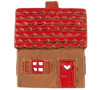 IB Laursen Maison lumineuse STILLENAT - Toit rouge et porte rouge avec cœur - 14 cm - Céramique