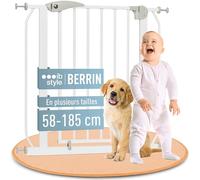 IB STYLE Barrière de Sécurité Berrin 113-121 cm - Barrière d'escalier, sans Perçage, Portes et Escaliers, avec Extension, pour Enfants 6 a 24 Mois, Blanc Gris