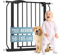 ib style Barrière de Sécurité Berrin 58-185 - Barrière d'escalier, sans Perçage, Barrière de Protection pour Animaux, pour Enfants 6 a 24 Mois, 67-75 cm, Noir
