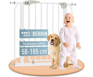 IB STYLE Barrière de Sécurité Berrin 58-185 - Barrière d'escalier, sans Perçage, Barrière de Protection pour Animaux, pour Enfants 6 a 24 Mois, Blanc Gris, 67-75 cm