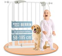 IB STYLE Barrière de Sécurité Berrin 58-185 - Barrière d'escalier, sans Perçage, Ouverture d'une Main, pour Enfants 6 a 24 Mois, Blanc Gris, 95-105 cm