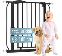ib style Barrière de Sécurité Berrin 58-185 - Barrière d'escalier, sans Perçage, Ouverture d'une Main, pour Enfants 6 a 24 Mois, 150-160 cm, Noir