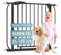 ib style Barrière de Sécurité Berrin XXL 85-185 - Passage Extra-Large, Installation Facile sans Perçage, pour Enfants et Animaux, pour Enfants 6 a 24 Mois, 145-155 cm, Noir