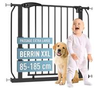 ib style Barrière de Sécurité Berrin XXL 85-185 - Passage Extra-Large, Installation Facile sans Perçage, Fixation par Pression, pour Enfants 6 a 24 Mois, 160-170 cm, Noir