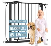 ib style Barrière de Sécurité Berrin XXL 85-185 - Passage Extra-Large, Installation Facile sans Perçage, Barrera de protección, pour Enfants 6 a 24 Mois, 125-135 cm, Noir