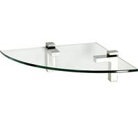 IB-Style - étagère Murale en Verre | 36 Variations | Tablette de Coin - 350 x 350 x 6 mm satiné + Clips Quadro argenté
