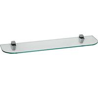 ib style® Étagère murale en verre |6mm | incl. Clip CUCALE chromé| 8 diménsions | 2 designs| clair | 60 x 15 cm