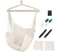 IB STYLE Fauteuil Suspendu Kalea pour Jardin et Intérieur - Chaise Hamac avec 2 Coussins & Kit de Fixation Inclus - Tissu Toile 130x95 cm, Charge 120 kg, Blanc