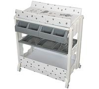 ib style® ISA 2-en-1 Table à langer avec baignoire | Combinaison mobile de change | Roulettes | Grand espace de rangement | Commode à langer pour bébés et tout-petits | MY LITTLE FARM GRIS