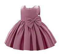 IBAKOM Bébé Petites Enfant Filles Bowknot Tutu Princesse Robe Bal Anniversaire Formel fête Mariage Baptême Demoiselle d'honneur Communion Robe Rose foncé 8-9 Ans
