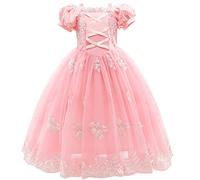 IBAKOM Déguisement pour enfants, robe de Cendrillon pour filles, costume de princesse, conte de fées, Sophia, Raiponce, cosplay, déguisement fantaisie, Halloween, déguisement de carnaval, rose clair