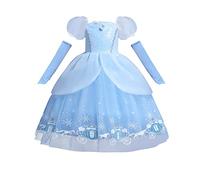 IBAKOM Enfants Filles Déguisements Sofia Cendrillon Robe Princesse Costume Conte Fée Carnaval Cosplay Fête Anniversaire Noël Halloween Cadeau Outfit Bleu-03 3-4 Ans